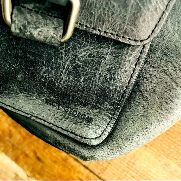 NWOT Jack George’s Distressed Slate Grey Buffalo Leather Crossbody - Picture 4 of 12